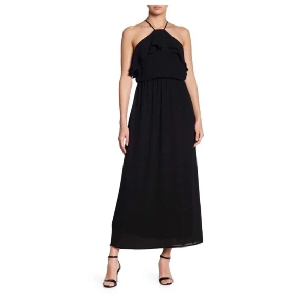 Nordstrom Dress Lush maxi black cocktail wedding party Ruffle XS Long Sleeveless - Picture 2 of 8